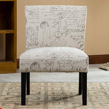 Load image into Gallery viewer, Roundhill Furniture Botticelli English Letter Print Fabric Armless Contemporary Accent Chair, Single