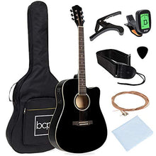 Load image into Gallery viewer, Best Choice Products Beginner Acoustic Electric Guitar Starter Set 41in w/All Wood Cutaway Design, Case, Strap, Picks, Tuner - Black