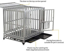 Load image into Gallery viewer, LUCKUP 42" Heavy Duty Dog Cage Strong Metal Kennel and Crate for Medium and Large Dogs Pet Playpen with Four Lockable Casters Indoor/Outdoor Silver
