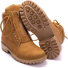Load image into Gallery viewer, Padaleks Women's Round Toe Waterproof Ankle Bootie Lace Up Low Heel Work Motorcycle Combat Boots High Tops Booties