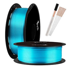 Load image into Gallery viewer, TTYT3D Shine Silk Turquoise Blue PLA 3D Printer Filament - 1.75mm 3D Printing Material 1kg 2.2lbs Spool with One Bottle of 3D Print Tool Extra Gift