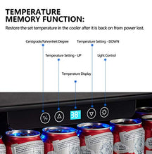 Load image into Gallery viewer, Kalamera 15 & 24 inch 96 or 154 Cans Capacity Beverage Cooler - Built in Counter or Freestanding - for Soda, Water, Beer or Wine - For Kitchen or Bar with Blue Interior Light