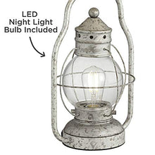 Load image into Gallery viewer, Bodie Rustic Industrial Table Lamp with USB Charging Port Nightlight Antique LED Edison Distressed Silver Off White Linen Shade for Living Room Bedroom Bedside Nightstand Office - Franklin Iron Works