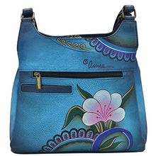Load image into Gallery viewer, Anna by Anuschka womens Anna Anuschka, Handpainted Medium Hobo, Denim Paisley Floral Satchel Handbag Genuine Leather, Denim Paisley Floral, One Size US