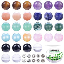Load image into Gallery viewer, 300Pcs Gemstone Round Loose Beads Wholesale Natural Stone Beads with Spacer Beads and Elastic String for Bracelets Jewelry Making