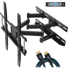 Load image into Gallery viewer, Cheetah Mounts Dual Articulating Arm TV Wall Mount Bracket for 20-65” TVs up to VESA 400 and 115lbs, Mounts on Studs up to 16” and Includes a Twisted Veins 10’ HDMI Cable & 6” 3-Axis Magnetic Bubble