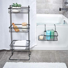 Load image into Gallery viewer, iDesign Everett Metal Over the Side Bathtub Caddy Basket for Master, Guest, Kid's Bathroom, 12.08" x 10.2" x 6.64", Matte Black