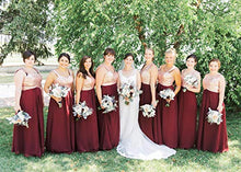 Load image into Gallery viewer, Gralre Women's Rose Gold Bridesmaid Dresses Long Sequined Sweetheart Chiffon Formal Wedding Prom Dress 2 Rosegold/Burgundy