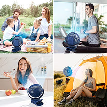 Load image into Gallery viewer, Clip on Fan 65 Hours Portable Desk Fan Rechargeable with LED Lights & Hooks 11800 Capacity Battery Operated Fan with Clips Small Desk Fan Mini Fans for Tents Travel Outdoor Camping Golf Cart Emergency