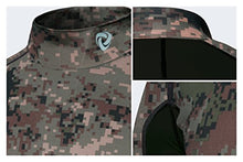 Load image into Gallery viewer, TSLA Men's UPF 50+ Mock Long Sleeve Compression Shirts, Athletic Workout Shirt, Water Sports Rash Guard, Zero Block Top Pixel Camo, X-Small