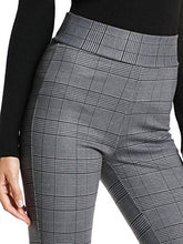 Load image into Gallery viewer, SweatyRocks Women's Casual Skinny Leggings Stretchy High Waisted Work Pants Elastic Waisted Plaid Small