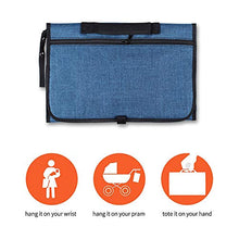 Load image into Gallery viewer, Baby Portable Changing Pad,Diaper Change Mat with Head Cushion and Pockets,Travel Changing Mat Station, Travel Home Change Mat Organizer Bag for Toddlers Infants and Newborns. (Blue)