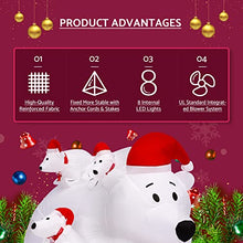 Load image into Gallery viewer, ShinyDec 6FT Polar Bear and Cubs Christmas Decoration Fun Santa Hats & Internal LED Lights, New Holiday Yard Inflatable for 2021, White