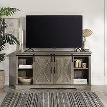 Load image into Gallery viewer, Walker Edison Richmond Modern Farmhouse Sliding Barn Door TV Stand for TVs up to 65 Inches, 58 Inch, Grey Wash