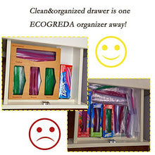 Load image into Gallery viewer, ECOGREDA Bamboo Ziplock Bag Storage Organizer for Kitchen Drawer,Openable Top Lids Food Storage Bag Holders and Dispenser Compatible with Ziploc, Glad, Gallon, Quart, Sandwich & Snack Bags