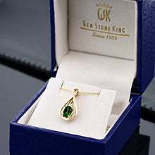 Load image into Gallery viewer, Gem Stone King 10K Yellow Gold Green Chrome Diopside and Diamond Pendant (0.45 Ct Oval With 18 Inch Chain)
