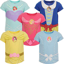 Load image into Gallery viewer, Disney Princess Little Girls 5 Pack T-Shirt Blue/Pink/Yellow 6-6X