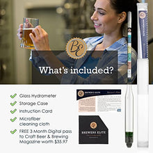 Load image into Gallery viewer, Brewer's Elite Hydrometer - for Home Brew Beer, Wine, Mead and Kombucha - Deluxe Triple Scale Set, Hardcase and Cloth - Specific Gravity ABV Tester