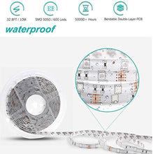 Load image into Gallery viewer, PHOPOLLO LED Strip Lights 5050 Color Changing 600LEDs 32.8ft Supper Brightness Waterproof Flexible LED Lighting Kit with 44 Key IR Remote Controller and 12V Power Supply for Room, Bedroom