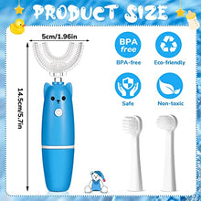Load image into Gallery viewer, U Shaped Electric Toothbrush 360 Rotation Toddler Auto Whitening Toothbrush Silicone Whole Mouth Baby Toothbrush Automatic Electric Toothbrush with 2 Brush Heads for Children Kids, Battery Operated