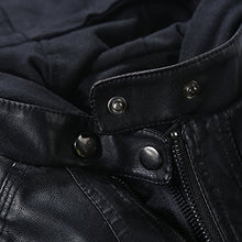 Load image into Gallery viewer, Tanming Women's Womens Hooded Faux Leather Jackets (Large, Black)