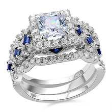 Load image into Gallery viewer, Newshe 2.5CT 925 Sterling Silver CZ Engagements Rings Wedding Bands for Women 3PCS Bridal Rings Sets Cubic Zirconia Princess Promise Rings for her Size 7