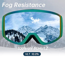 Load image into Gallery viewer, GLAMVILLA Kids Ski Goggles Snow Goggles for Boys Girls Toddlers Youth with 100% UV Protection (green)
