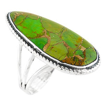 Load image into Gallery viewer, Turquoise Ring Sterling Silver 925 Genuine Gemstones Size 6 to 11 (Green Turquoise, 9)
