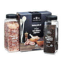 Load image into Gallery viewer, The Spice Lab Pink Himalayan Salt Coarse 2.2 Pound Tub & USDA Organic Tellicherry Peppercorns 18oz Tub - Combo Salt and Pepper Gift Pack - Pink Himalayan Salt for Grinder - Peppercorns for Grinder