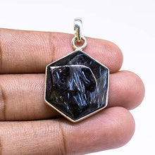 Load image into Gallery viewer, Natural Nuummite Star Gemstone Pendant, 925 Sterling Silver Pendant, Blue Nuummite Cabochon Pendant, Gift Pendant For Her, Sale