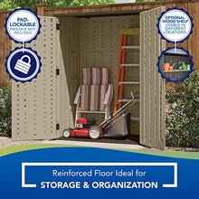 Load image into Gallery viewer, Suncast 54 Cubic Ft. Vertical Resin Outdoor Storage Shed, Sand, 52” x 32.5” x 71.5"
