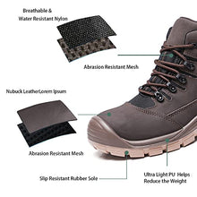Load image into Gallery viewer, DRKA Men's Steel Toe Work Boots Water Resistant Safety Boots(18950-brn-42)