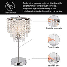 Load image into Gallery viewer, Touch Control Crystal Table Lamp with Dual USB Charging Ports, 3-Way Dimmable Bedside Touch Lamp Decorative Nightstand Lamp with Elegant Lamp Shade for Living Room Bedroom, B11 6W LED Bulb Included