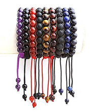 Load image into Gallery viewer, AD Beads Natural 8mm Gemstone Bracelets Healing Power Crystal Macrame Adjustable 7-9 Inch (Hematite)