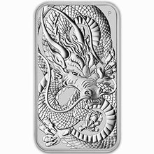 Load image into Gallery viewer, 2018 - Present (Random Year) 1 oz Silver Bar Australia Perth Mint Dragon Series Rectangular Coin Brilliant Uncirculated with Certificate of Authenticity by CoinFolio $1 BU