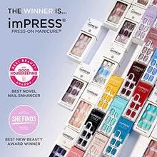 Load image into Gallery viewer, KISS imPRESS Color Press-On Manicure, Gel Nail Kit, PureFit Technology, Short Length, “Petal Pink”, Polish-Free Solid Color Mani, Includes Prep Pad, Mini File, Cuticle Stick, and 30 Fake Nails