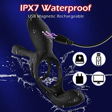 Load image into Gallery viewer, Vibrator for Couple, 3 in 1 Vibrating Cock Ring with 10 Modes, Men's Penis Rings Vibrators, Perineum Mens Vibrator, G spot, Clitorals Stimulator for Women, Sex Novelties, Adult Sex Toys & Games