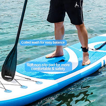 Load image into Gallery viewer, DOBESTS Inflatable Paddle Board Stand-Up Paddleboards 10'6"×33"×6" SUP with Premium Non-Slip Deck, Travel-Backpack Adjustable Paddle, Detachable-Fin, Hand Pump, Safety Leash, Repair Kit Fits (Blue)