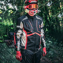 Load image into Gallery viewer, Motorcycle Jacket For Men Textile Motorbike Dualsport Enduro Motocross Racing Biker Riding CE Armored Waterproof All-Weather (Red, Medium)