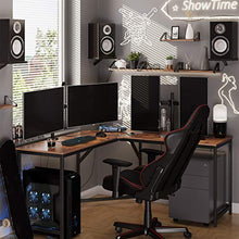 Load image into Gallery viewer, VASAGLE L-Shaped Computer Desk, 58-Inch Corner Desk for Study, Home Office Writing Workstation, Gaming Table, Space-Saving, Easy Assembly, Industrial Design, Rustic Brown and Black ULWD73X