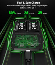 Load image into Gallery viewer, Controller Battery Pack for Xbox One/Xbox Series X|S, Rechargeable Battery Pack for Xbox Series X|S/Xbox One/Xbox One S/Xbox One X/Xbox One Elite Controller, Battery Charger with 3x2550 Battery Pack