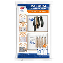 Load image into Gallery viewer, Hanging Vacuum Space Saver Bags for Clothes, 4 Pack Long 53x27.6 inches, Vacuum Seal Storage Bag Clothing Bags for Suits, Dress Coats or Jackets, Closet Organizer and Storage