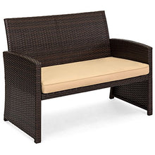 Load image into Gallery viewer, Best Choice Products 4-Piece Wicker Patio Furniture Set w/Table, Tempered Glass, 3 Sofas, Cushioned Seats - Brown