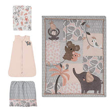Load image into Gallery viewer, Lambs & Ivy Calypso 4-Piece Crib Bedding Set - Pink, Gray, Gold, Animals, Jungle