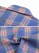 Load image into Gallery viewer, Betusline Girls' Button Down Casual Long-Sleeve Cotton Plaid Flannel Shirts for Kids Girls, Flannel#Purple + Pink, 3-4T = Tag 110