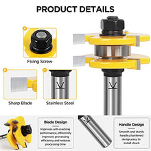 Load image into Gallery viewer, TOOLDO Tongue and Groove Router Bit & Reversible Finger Joint Router Bit, Jointing Bit Set 1/2 Inch Shank Set (Pack of 3). Parallel Angle Joint Set, for Hardwood Floor