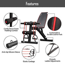 Load image into Gallery viewer, arteesol Weight Bench – Adjustable Weight Bench Workout Bench Exercise Bench with Elastic Strings for Full Body Training (L-C-Black)