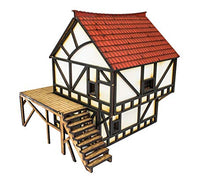 Load image into Gallery viewer, War World Gaming Medieval Town Cottage, Townhouse & Barn Set (Painted / unpainted) & Resin Accessories – 28mm/Heroic Fantasy Wargaming Terrain