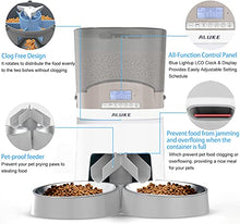 Load image into Gallery viewer, Automatic Cat Feeder, ALUKE 7L Pet Feeder Food Dispenser for Two Cats and Dogs, Two-Way Splitter and Double Bowls with Portion Control, Voice Recorder and Programmable Timer Feeder for up to 6 Meals