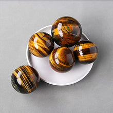 Load image into Gallery viewer, Natural Tiger Eye Healing Crystal Ball Gemstone Sphere with Wood Stand Sculpture Figurine for Reiki Divination Home Office Desk Decor (55-62mm)